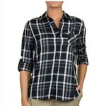 Woolrich  Black & White Plaid Button Up Tab Sleeve Small Photo 10