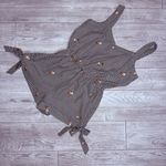 Bebop  black & white gingham floral embroidered bow romper jumper short outfit lg Photo 1