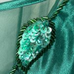 Victoria's Secret Vintage  GOLD LABEL Shiny Green Satin Teddy Sequin Bodysuit S Photo 12