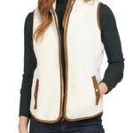 Old Navy  Sherpa Fleece Vest - Cream and Brown twill piping sz XS Photo 5