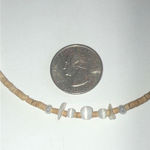 Boho Tan Beaded & White Moon Glow Beads Adjustable Choker Wrap Necklace Photo 2