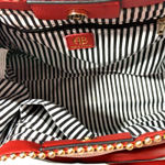 ALEXIS BENDEL RED VEGAN LEATHER GOLD BEAD SATCHEL HANDBAG PURSE Photo 8