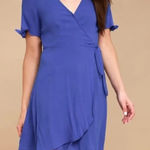 Lulus NEW Philosophy Royal Blue Short Sleeve Mini Wrap Dress Size XS Photo 0