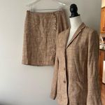 Alfani Classic Silk Linen Tweed Jacket/Skirt Suit With Fringe Detail Size 8 Photo 1
