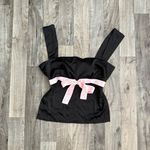 Princess Polly Coquette black and pink satin bow top Photo 1