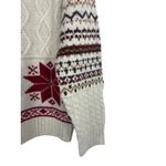 American Eagle Chunky Knit Red Cream Snowflake Fair Isle Nordic Cozy Sweater M Photo 3