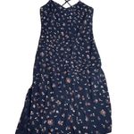 AG Adriano Goldschmied ADRIANO GOLDSCHIMIED Floral Midi Dress Navy Blue Extra Small XS Cross Back Photo 0