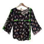 PaperMoon Larie Crew Neck Black Pink Floral Blouse NWT Stitch Fix Medium Photo 4