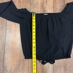 Wilfred Aritzia  Eleanora Blouse Top Size XS Black Cropped Off Shoulder Tie Front Photo 7