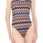 Missoni‎ Mare Swimsuit Women XS Purple Zigzag Knit One Piece Bathing Suit Luxury Photo 0