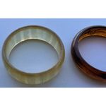 Vintage Tortoise Shell Lucite Bypass Bangle Bracelet Gold Metallic Stripes Sz 8” Brown Photo 8