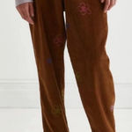 Urban Outfitters  Corduroy pull on pants with embroidered flowers size L Photo 0
