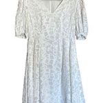 Club Monaco Textured Puff Sleeve V Neck Dress Womens 8 Ivory Fit & Flare Photo 0