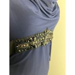 Badgley Mischka  Navy Formal Gown Beaded Empire Waist Long Sleeve 10 MOB Event Photo 7