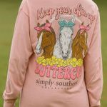 Simply Southern “Keep Your Chin Up Buttercup” Long Sleeve Shirt Size M Women’s Photo 0
