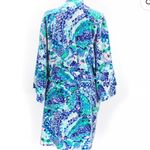 Lilly Pulitzer Elaine Velour Belted Bathrobe Ocean Commotion Blue Medium Photo 1