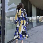 ZARA Dress midi abstract satin long sleeve boho party wedding Photo 9