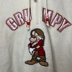 Disney  Grumpy Sherpa Fleece Hoodie Sweatshirt Sz XL White Pink Beads Snow White Photo 4
