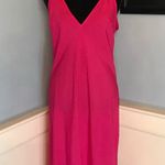 Hot pink pleated batwing midi dress in chevron dobby sz 4 Photo 1