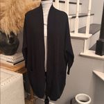 Free People  Slouchy Front Pockets Ottoman Open Knit Black Cardigan Size Small Photo 2