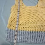 Handmade  Crocheted Yellow & Blue Cropped Tank Top. Wide Straps. Two Tone. Photo 4