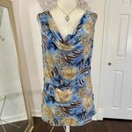 Early 2000’s Fairy Grunge Blue Tan Cowl Neck Flowy Vintage Made in USA Top XXL Size L Photo 7