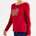 Croft & Barrow Red Holiday Classic T-shirt "Warm Wishes" Red PXXL TOP New Photo 2