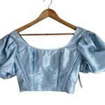 Topshop NWT  Blue Puff Sleeve Taffeta Crop Top Photo 1