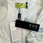 Blue & Ivory Pleated Plisse Skirt Dress KAS ModCloth Cottagecore Boho Milkmaid White Size M Photo 11