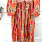 Indian Soft Cotton Animal Print Summer Dress Night Midi Girl Size S Red Photo 1