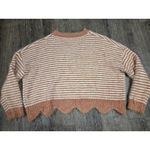 Newbury Kustom  Striped V Neck Sweater Pullover Peach Ivory Size Large Photo 4