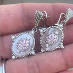Judith Ripka  Sterling  Silver  Pink Mother Of PearlCrystal Drop Earrings  Photo 5