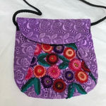 Purple and Black Floral‎ embroidered small crossbody purse​​ Photo 1