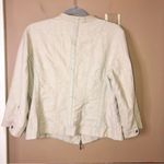 Chico's Linen Tweed Jacquard Jacket Blazer Zipper Beige Ivory Gold Size 1 Photo 1