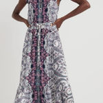 Lucky Brand Felicia Paisley Purple Midi Dress Boho Western Fall cottagecore Photo 0