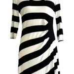 Calvin Klein  Dress Black White Stripe 3/4 Sleeve Summer Casual Dress Size 10 NEW Photo 0