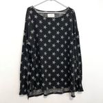 Lucky Brand  Smocked Sleeve Cloud Jersey Tunic Black Star Stars Pullover Knit Top Photo 1