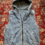 Gloria Vanderbilt Vtg  denim full zip reversible vest hoodie women's sz Small 90s Photo 0