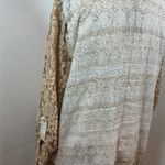 Multiples  Lace Duster Cardigan Kimono Beige Tan Fringe Boho Open Front M Photo 4