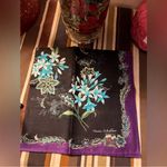 Mario Valentino  Black and Purple Floral Scarf Photo 6