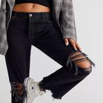 We The Free Free People Maggie Mid-Rise Straight-Leg Distress Washed Black 29 Photo 1