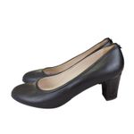 Aquatalia Vtg Women's Black Leather Block Heel Pumps Shoes Size 9 Made in Italy Photo 1