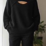 Lauren Vidal Wool Blend Turtleneck Cutout Detail Sweater Size S Black Photo 0