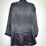 Victoria's Secret  Vintage Night Shirt L Gray Pink Pinstripes Gold Label Buttons Photo 4