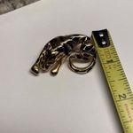 Black / Gold Tone Costume Jewelry Brooch Pin Rhinestone Eyes Wild Cat Photo 7