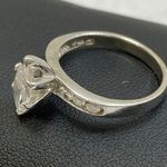 Silver Color Ring, Diamond Shaped Center CZ Set. Photo 2