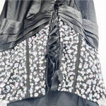 Grace Karin  Black Beaded Strapless Back Lace Corset Split Mermaid Hem Dress 16 Photo 5