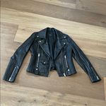 Barneys Originals Leather Biker Jacket Size UK 10/US 6 Black Photo 1