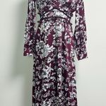 Bardot Jolie Floral V Neck Cuff Sleeve Sheer Lattice Ruffle Midi Dress Small 6 Photo 0