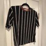 Gypsies & Moondust  Size S Black Striped Ribbed Stretch Short Sleeve Crop Top Photo 2